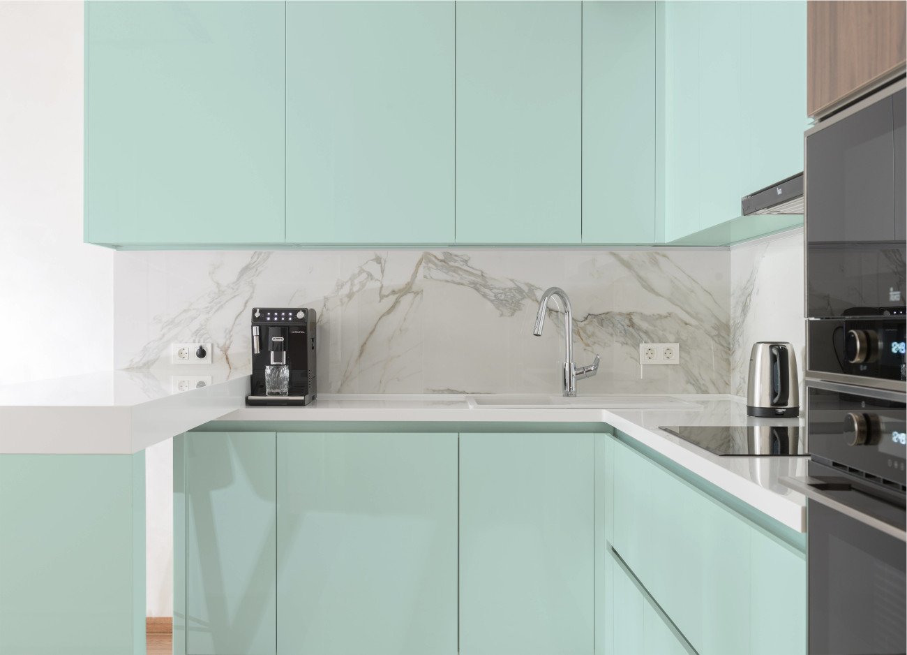 mint green painted Kitchen